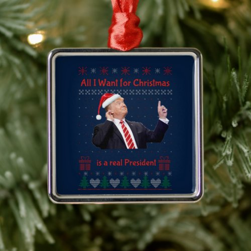 Funny MAGA Conservative Donald Trump Christmas Metal Ornament