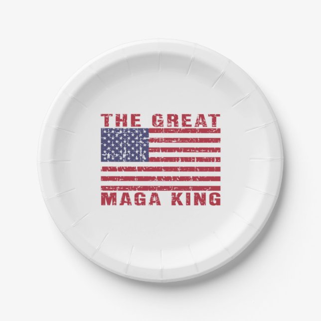 Funny MAGA King Trump Supporter Paper Plates (Front)