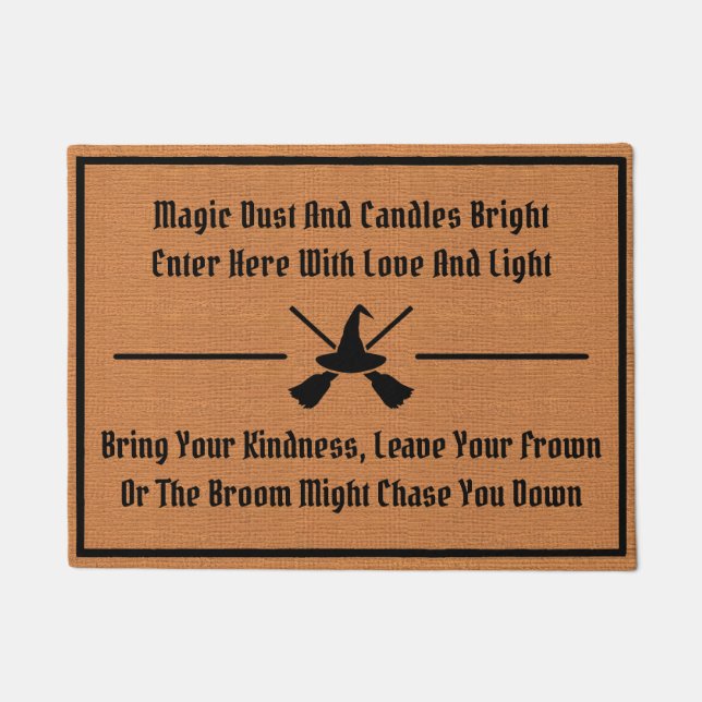 Funny Magic Spell Rustic Minimalist Witch Humor Doormat (Front)