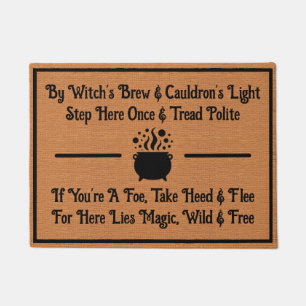 Funny Magic Spell Whimsical Humor Brown Minimalist Doormat