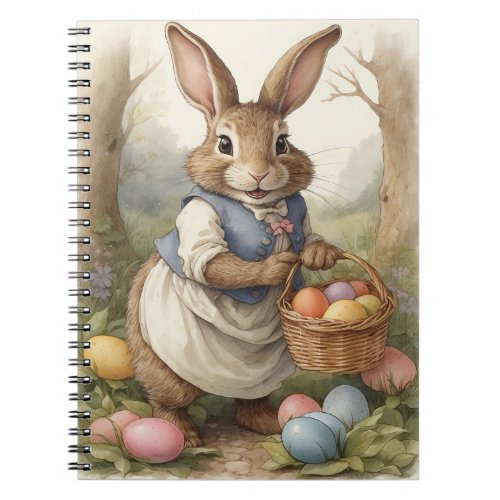 Funny Magical Easter Bunny Eggs Hunt in Meadow  Notebook