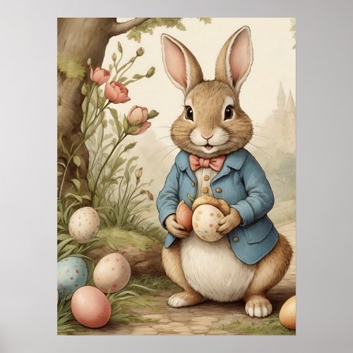 Funny Magical Easter Bunny Eggs Hunt in Meadow  Poster