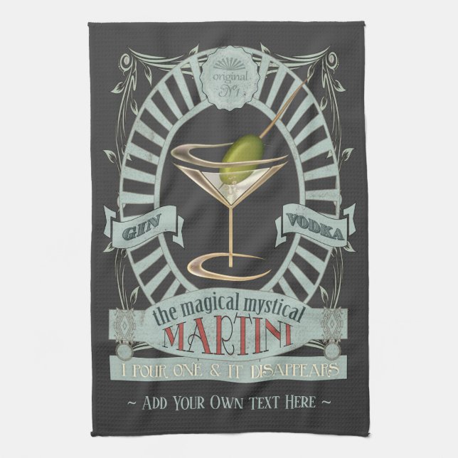 Funny Magical Martini Cocktail Personalized Kitche Kitchen Towel (Vertical)