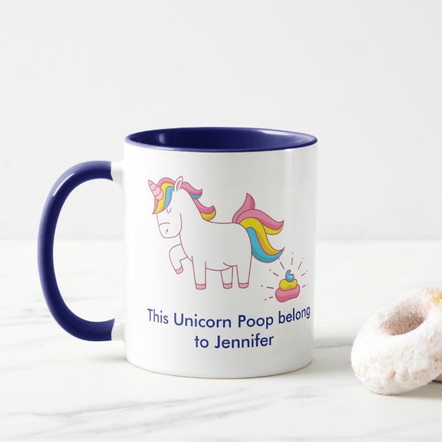Funny Magical Unicorn Poop Custom Personalized Mug (With Donut)