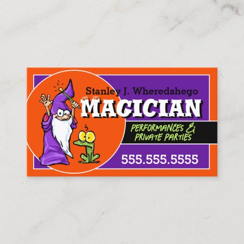 Funny Magician Illusionist Magic Party Performer Business Card