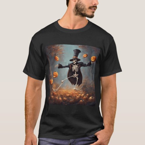 Funny magician skeleton t_shirt