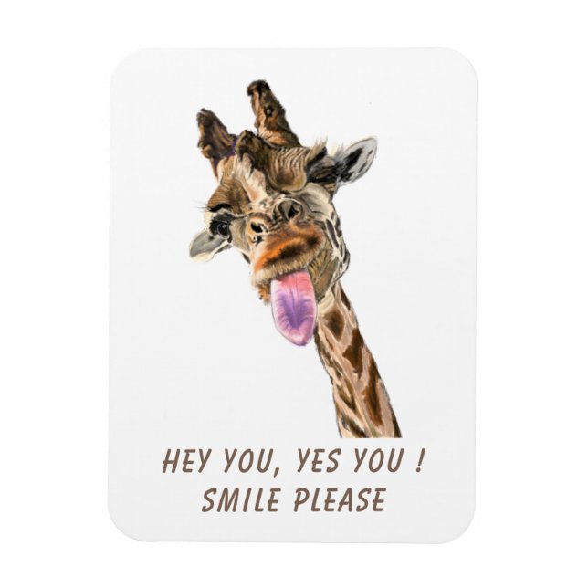 Funny Magnet Gift with Playful Giraffe - Smile (Vertical)