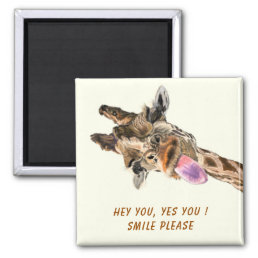 Funny Magnet with Plauful Giraffe- Smile 
