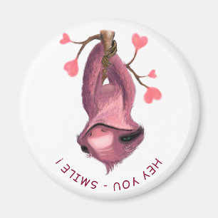 Funny Magnet with Playful Sloth Smile Custom Text