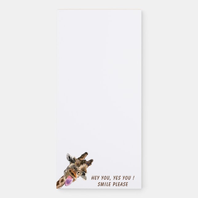 Funny Magnetic Notepad with Playful Giraffe (Front)
