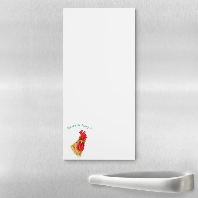 Funny Magnetic Notepad with Surprised Rooster (In Situ)