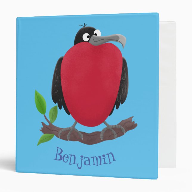 Funny magnificent frigate bird cartoon 3 ring binder (Front/Inside)