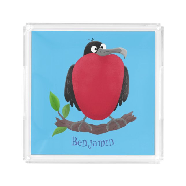 Funny magnificent frigate bird cartoon acrylic tray (Front)