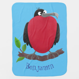 Funny magnificent frigate bird cartoon baby blanket