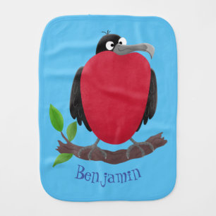 Funny magnificent frigate bird cartoon baby burp cloth