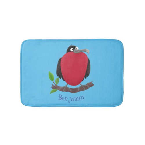 Funny magnificent frigate bird cartoon bath mat