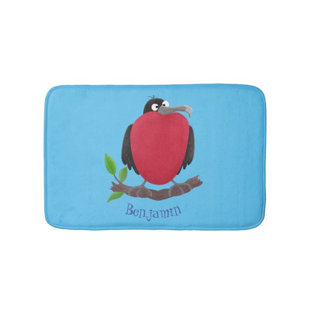 Funny magnificent frigate bird cartoon bath mat (Front)