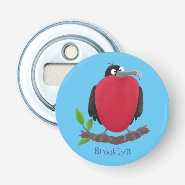 Funny magnificent frigate bird cartoon bottle opener (Front)