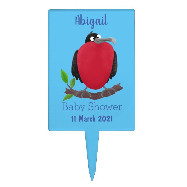 Funny magnificent frigate bird cartoon cake topper (Front)