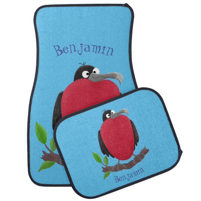 Funny magnificent frigate bird cartoon  car floor mat (Set)