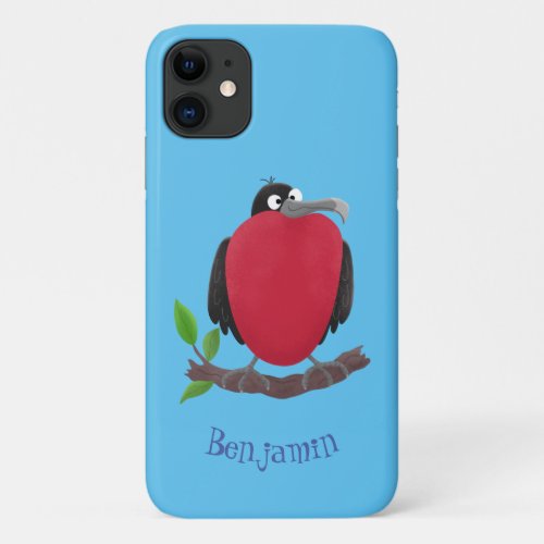 Funny magnificent frigate bird cartoon iPhone 11 case