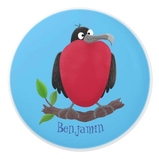 Funny magnificent frigate bird cartoon ceramic knob (Front)