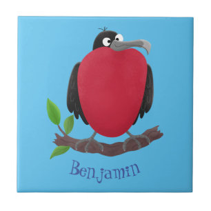 Funny magnificent frigate bird cartoon ceramic tile
