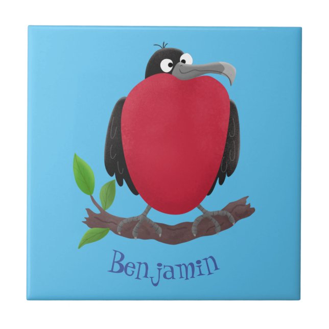 Funny magnificent frigate bird cartoon ceramic tile (Front)