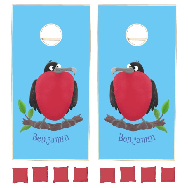 Funny magnificent frigate bird cartoon cornhole set (Set)