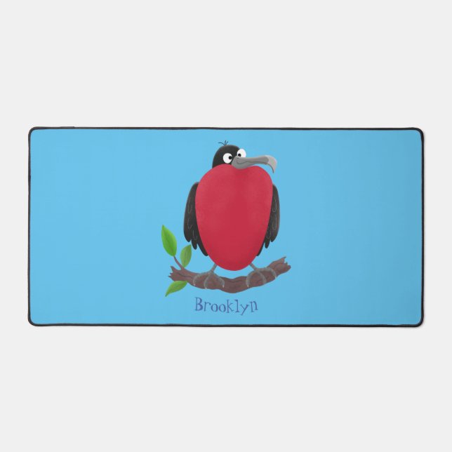 Funny magnificent frigate bird cartoon desk mat (Front)