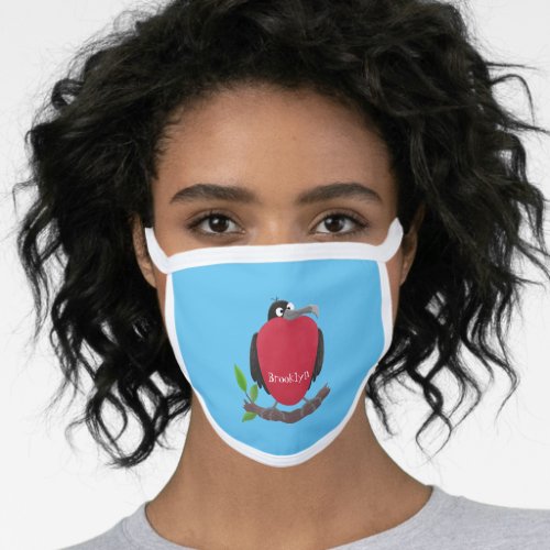 Funny magnificent frigate bird cartoon face mask