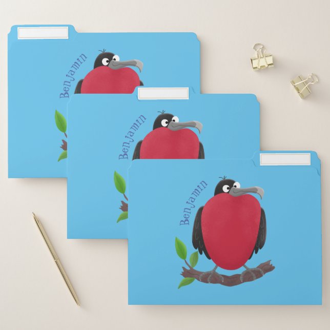 Funny magnificent frigate bird cartoon file folder (Set)