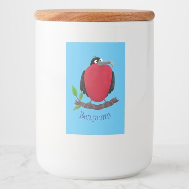 Funny magnificent frigate bird cartoon food label (Front)