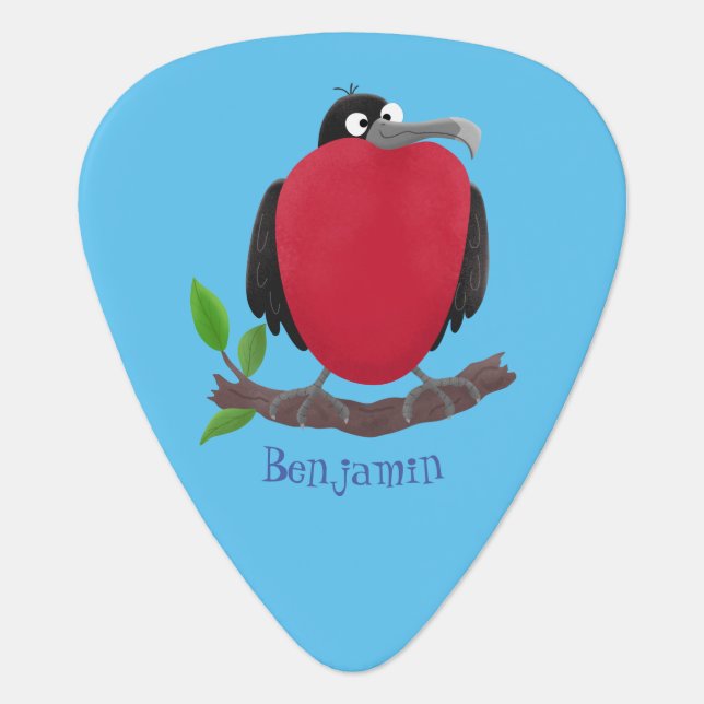 Funny magnificent frigate bird cartoon  guitar pick (Front)