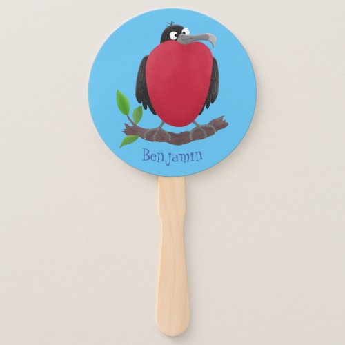 Funny magnificent frigate bird cartoon  hand fan