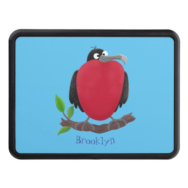 Funny magnificent frigate bird cartoon hitch cover (Front)