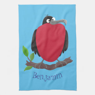 Funny magnificent frigate bird cartoon kitchen towel