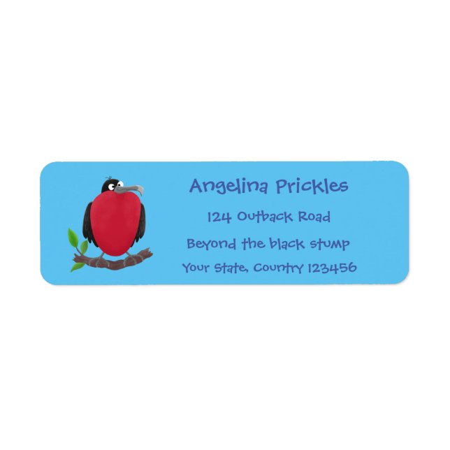 Funny magnificent frigate bird cartoon label (Front)