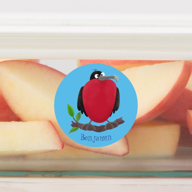Funny magnificent frigate bird cartoon labels (Affixed)