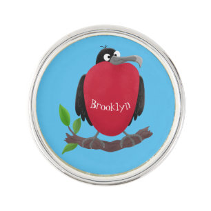 Funny magnificent frigate bird cartoon lapel pin