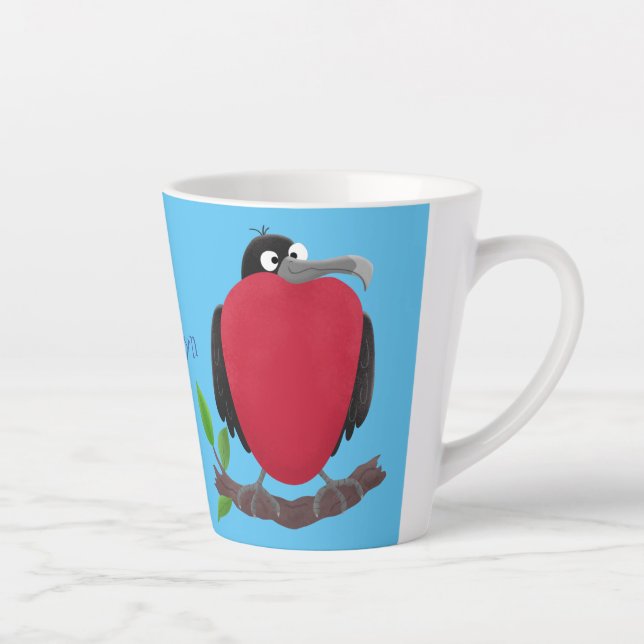 Funny magnificent frigate bird cartoon latte mug (Right)