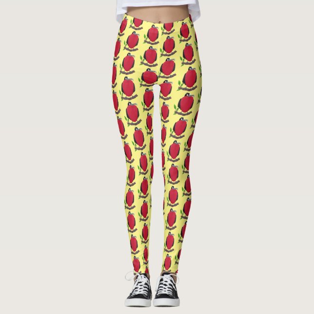 Funny magnificent frigate bird cartoon leggings (Front)