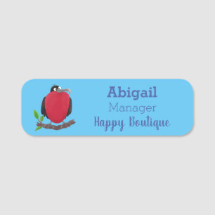 Funny magnificent frigate bird cartoon name tag