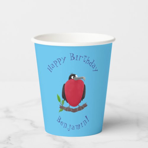 Funny magnificent frigate bird cartoon paper cups