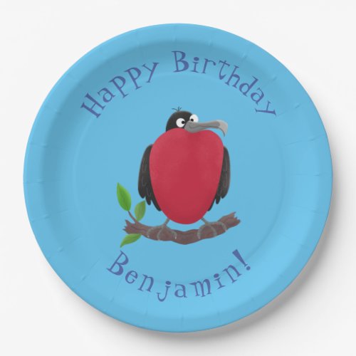 Funny magnificent frigate bird cartoon paper plates