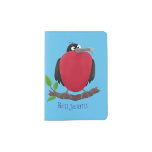 Funny magnificent frigate bird cartoon  passport holder