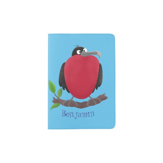 Funny magnificent frigate bird cartoon  passport holder (Front)