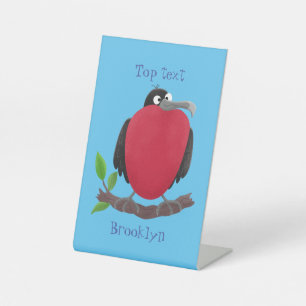 Funny magnificent frigate bird cartoon pedestal sign