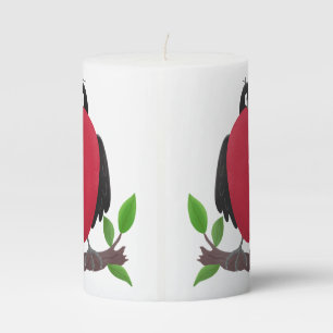Funny magnificent frigate bird cartoon pillar candle
