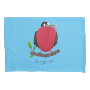 Funny magnificent frigate bird cartoon pillow case